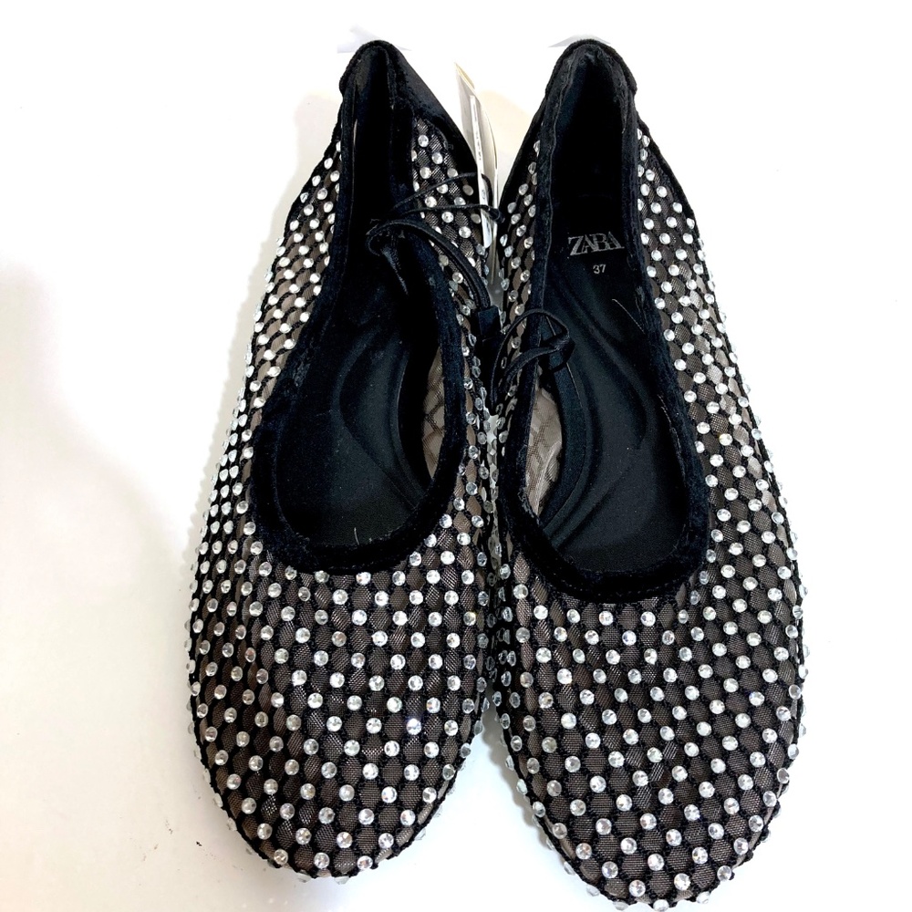 ZARA RHINESTONE FLATS SIZE 6.5 NWT